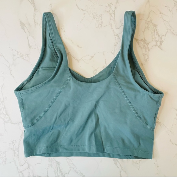 Green Cropped Built in Bra Active Athletic Stretchy Tank Top | Size 10 - Picture 2 of 6